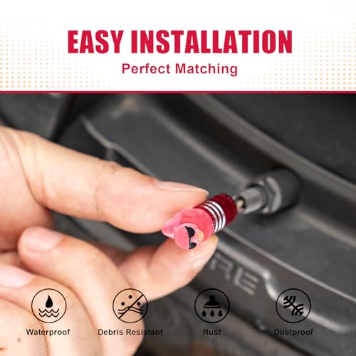 4Pcs Tire Valve Stem Cap Cover for Car SUV Truck, Valve Cover with Funny Duck Sunglasses, Decorative Tire Valve Caps Wheel Accessories (Red Sunglasses Duck)
