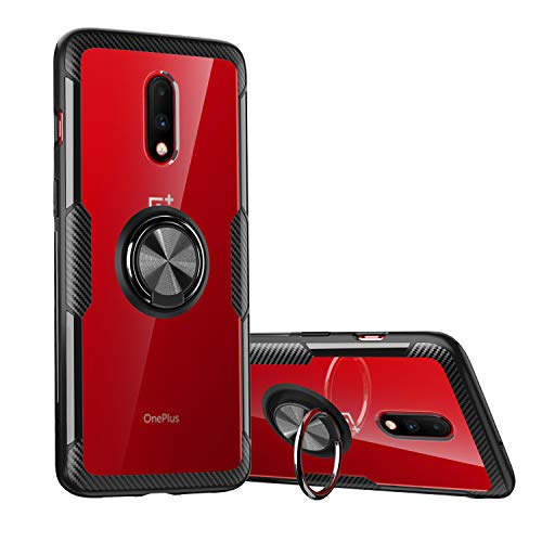 SORAKA Funda Transparente para OnePlus 6T con Anillo y Placa Metálica Magnética para Coche Funda OnePlus 7 Acrílico Transparente