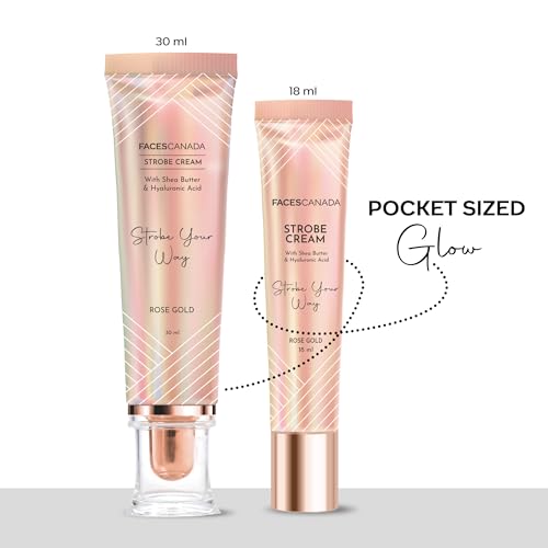 Image of FACES CANADA Superb Glow Combo - Strobe Cream - Rose Gold (18 ml) + Strobe Cream - Silver (18 ml) | Primer + Highlighter + Moisturizer | Illuminating & Glowing Makeup Base | Intense Hydration