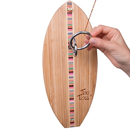 image for Tiki Toss Ring Toss Game for Adults & Kids – 13 Inch Surfboard - Hoo