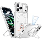 Telaso Funda para iPhone 17 Pro con MagSafe [soporte giratorio 360°] Clear Handyhülle für iPhone 17 Pro Case, Ring-Halter Schutzhülle Cover mit rutschfeste Seiten Vergilbt Ncht, Transparent
