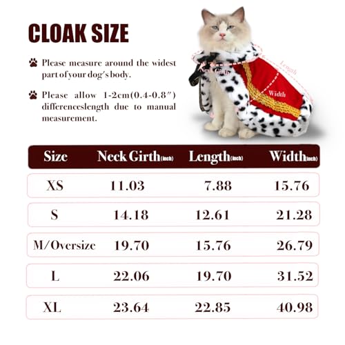 Lovelyshop Pet Serial Lux Fell Katze Hund Umhang für Halloween Kostüme, König Königin Prinz und Prinzessin, Cosplay-M/übergroß Rot