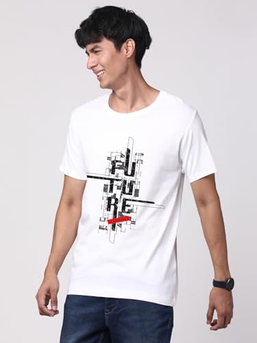 Image of ADRO Men's Graphic Printed 100% Cotton T-Shirt - Regular Fit, Printed T-Shirts for Men