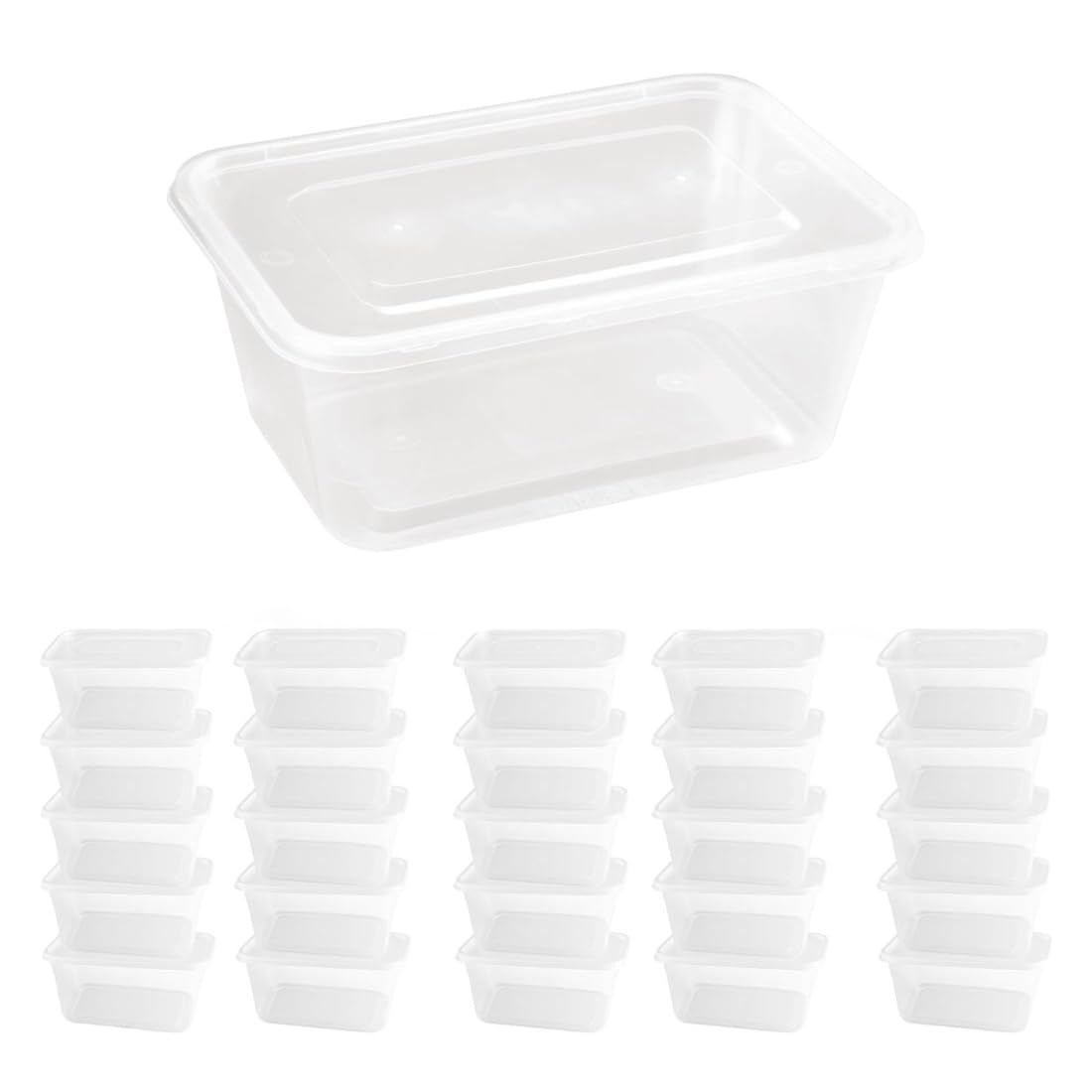 ZYBUX - 1000ml - 50 Large 1 Litre Plastic Food Containers with Lids - Reusable, Microwave & Freezer Safe - Essential for Catering, Takeaways & Batch Cooking - Durable Storage Boxes