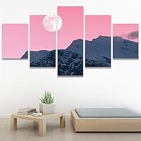 SIGNWIN 5 Panel Canvas Wall Art Coastal Multicolor Photography Relax/Calm Romantics Sunset for Home Decorations Ready to Hang - 60