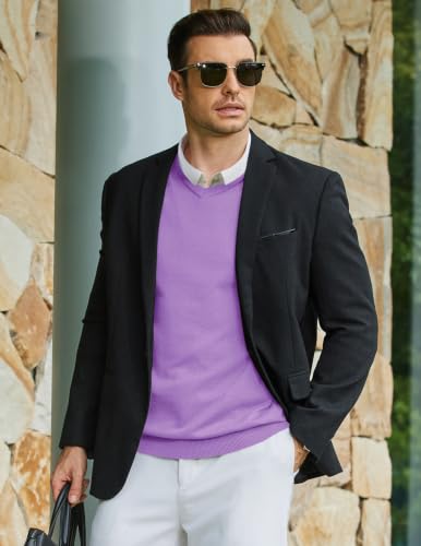 Image of COOFANDY Mens Casual V Neck Sweater Knit Slim Fit Long Sleeve Pullover Top