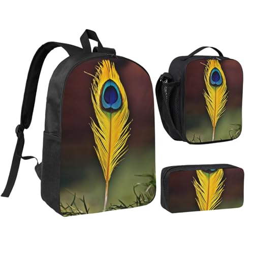 Sac à dos d'école 3 pièces EdWal avec boîte à déjeuner et trousse à crayons plume