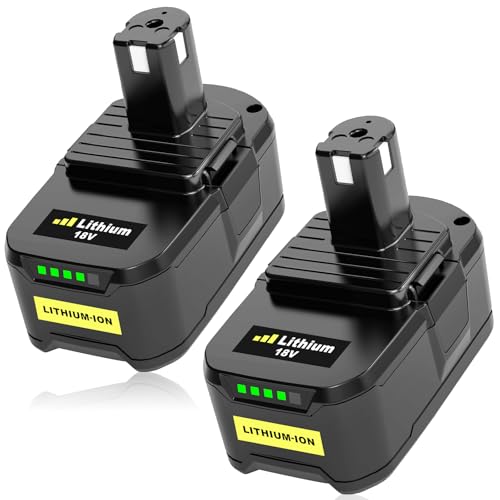 2 X 18V 8.0Ah Remplacement pour Ryobi Batterie RB18L50 RB18L40 RB18L25 RB18L15 RB18L13 pour Ryobi P108 P107 P122 P104 P105 P102 P103 avec Indicateur LED