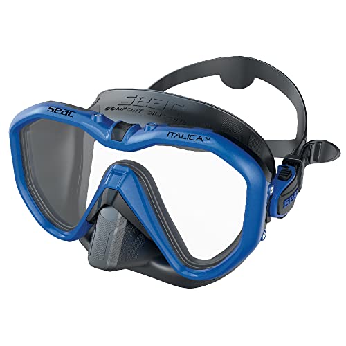 Máscara Seac Italica de buceo con faldón anatómico de silicona y hebillas ajustables 3D