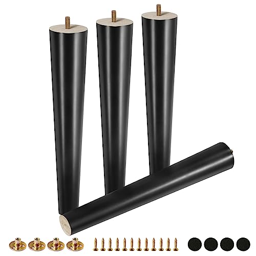 FoDau770 Rubber Wood Legs 16", Straight Taper, 5/16"-18 Thread, Black, 4pcs by FoDau770 - Used condition - US$24.79