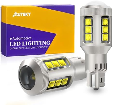 AUTSKY 912 921 LED Bulb White for Backup Light Reverse Lights, T15 906 922 W16W LED Bulbs 6500K Super Bright, Canbus Error Free 16-SMD 3030 Chips (2-Pack)
