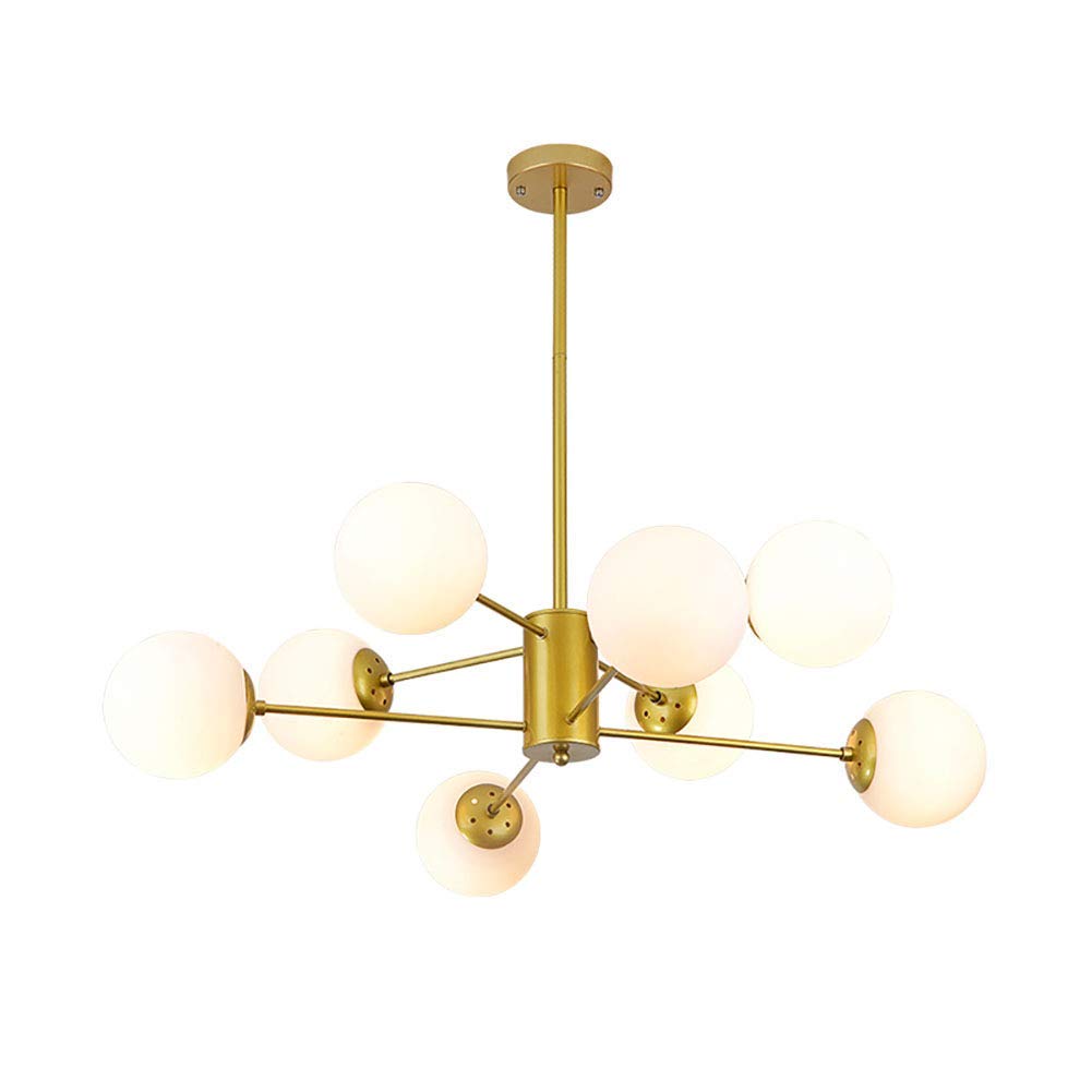 KXEcoLife Sputnik Molecular Chandelier,Restaurant Bedroom LED Ceiling Lighting,Indoor Pendant Glass Lampshade for Living Room Lounge-Golden A 8 Lights Comfortable anniversary