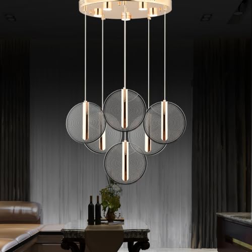 Dustin 6'lı Yuvarlak 3 Renk 80 W Gold Kristal Ledli Modern Oturma Odası Salon Sarkıt Avize