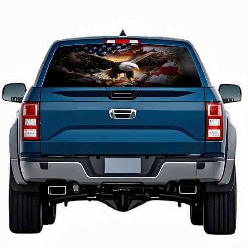 Image of Rear Window Decals for Trucks - 65x17.3 in Back Window Decals Fit Most Pickup Trucks SUV, Vinyl American Flag Back Window Decal for Car Personalized Decoration