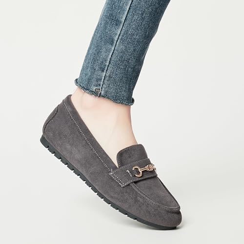 Image of Women's Wide Loafers Casual Slip on Flat Shoes Women's Comfort Penny Loafers with Arch Support Women Dressy Moccasins