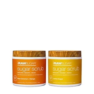 Raw Sugar – Exfoliating Sugar Scrub Body Love Bundle – Raw Coconut + Mango and Lemon Sugar, Clean, Made with Plant-Derived Ingredients, Vegan and Formulated without Sulfates & Parabens (Pack of 2)