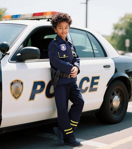 Disfraz de policía para niños con gorra luminosa XL miniatura 4