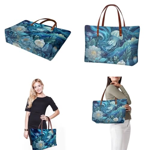 Image of Top Handle Purse for Women, Large Tote Handbag With PU Wallet Set, Gift for Mom