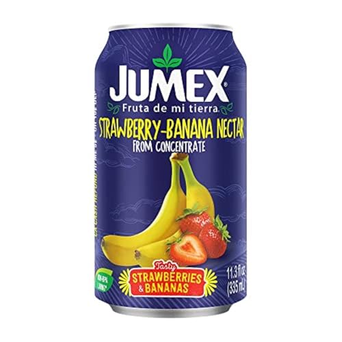 Image of Jumex Strawberry Banana Nectar Juice - Made with Fresh Fruit Puree - Tropical Fruit Juice Concentrate for Smoothie Mix, Cocktail Mixers & Kids Drinks & Beverages - 11.3oz, 1 Pack Canned Drink