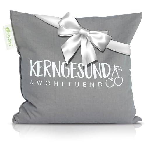NEU - HERBALIND Kirschkernkissen Kirschkern-Füllung - Wärmekissen Kerngesund in grau - Bezug aus 100% Baumwolle - Größe 24 x 25 cm