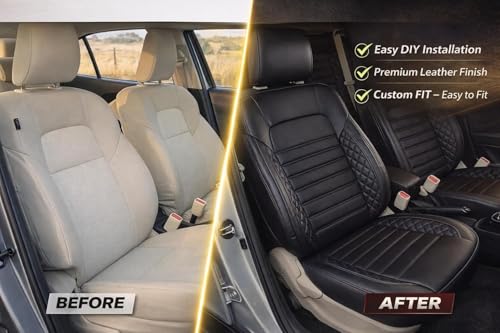 Image of RideoFrenzy Streak Full Black Seat Covers for New Kia Seltos 2026 | Skin Fit Tailor Made | 20mm HDR Foam Bucket Fit Seat Cover