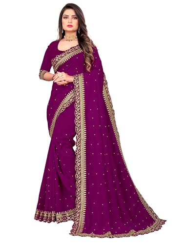 Ravish Style Women's Georgette Silk Embroidery Border Saree with Heavy