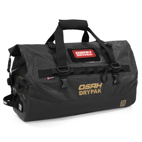 OSAH DRYPAK Waterproof Duffel Bag 25L/40L/60L Heavy-Duty Motorcycle Tail Bag Roll-Top Dry Bag for Travel Camping Boating Kayaking Outdoor Adventure