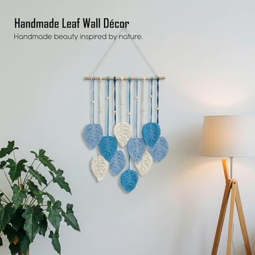 Image of Nostrae by Ekhasa Macrame Wall Hanging Leaves | Boho Wall Hanging Big Size | Handmade Macrame Wall Decor for Bedroom, Living Room, Balcony & Nursery | Boho Theme Home Decor Tapestry