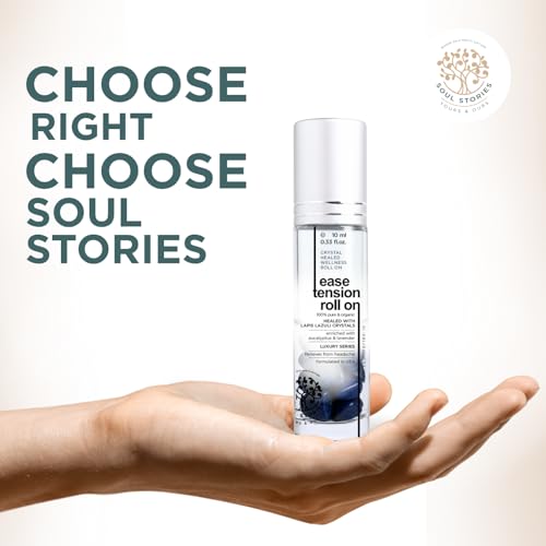 Image of Soul Stories Ease Tension Roll-On - 10ml Stress Relief & Mind Relaxing Aromatherapy Oil | with Peppermint, Lavender, Eucalyptus & Lapis Lazuli | Helps Calm Mind & Ease Head Tension