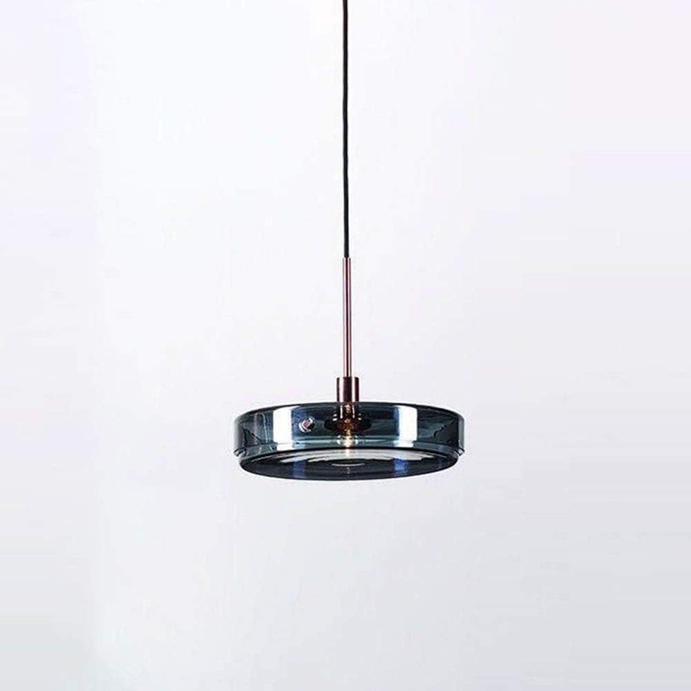 Lampe Suspendue Ronde Métal Bleu pour Éclairer un Comptoir Sombre avec Style
