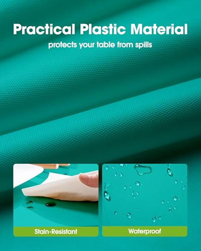 Image of Pureegg Plastic Table Cloth Disposable 10 Pack, 54 x 108 Inch Table Cloths, Easter Party, Summer, Decorative Tablecloths, Rectangle, Turquoise Plastic Cover, Leakproof & Sturdy, Teal