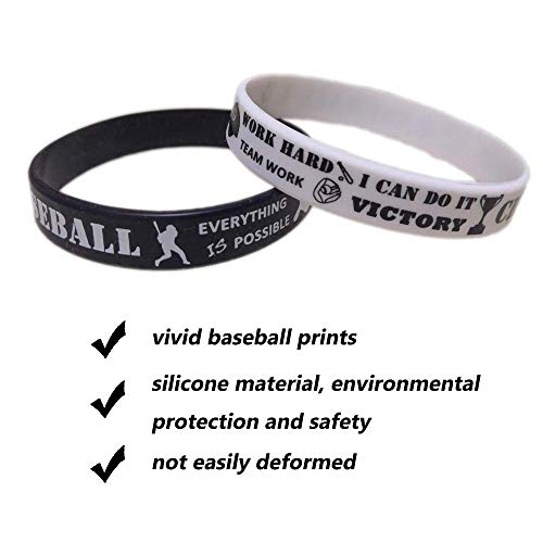24 Pcs Baseball Motivational Silicone Wristband For Kids - Personalized Silicone Rubber Bracelets - Sports Prizes - Party Favors And Supplies - Birthday Party Goodie Bag Stuffers - Carnival/Events #TOP1