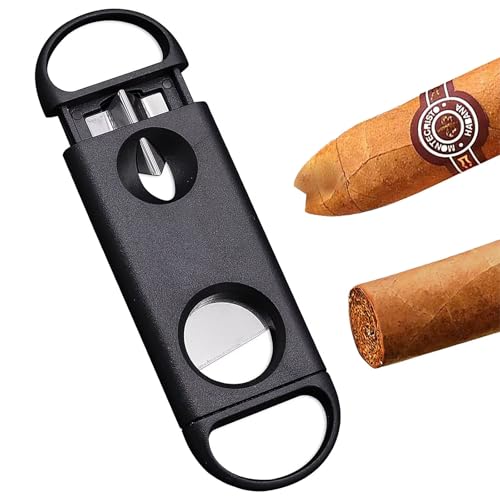 Zigarrenschneider Zwei Arten Messerköpfe Zigarrenabschneider V-förmige Klinge Zigarren Schneider Edelstahl Zigarrencutter Doppelte Klinge Zigarrenschere für die meisten Größe Von Zigarren (Schwar)