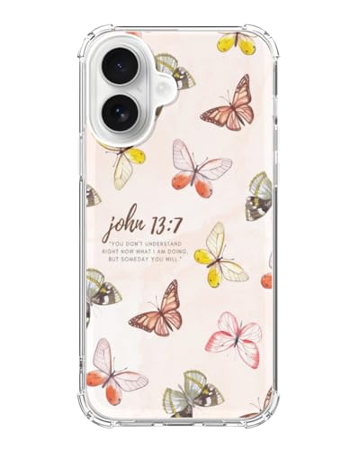 Sundwugzh Butterflies Bible Quotes Phone Case Compatible with iPhone 17, Moth Aesthetic Phone Cover for iPhone 17