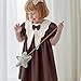 kavrozee Toddler Girls' Dress,Ruffle Sleeved Fashion V-Neck Bow College Style Retro Princess Dresses (US, Age, 18 Months, 24 Months, Browns)