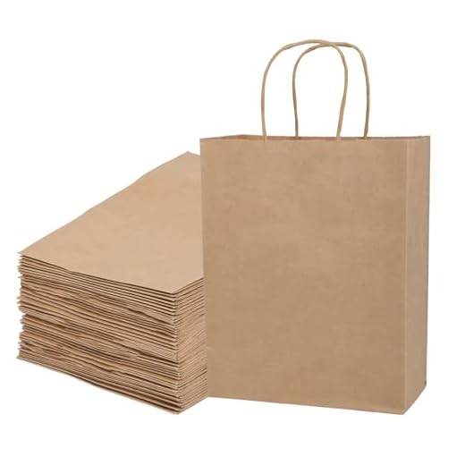 Lot de 50 sacs en papier marron avec anse - sacs cadeaux - kraft avec poignée de cordon - 21 x 11 x 27 cm - Sac Kraft pour Anniversaire Mariage Noël et Célébrations de Fête