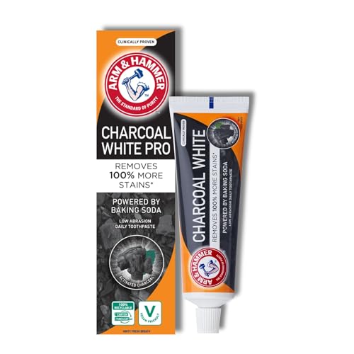 Arm & Hammer Charcoal White Toothpaste Activated Charcoal Teeth Whitening Toothpaste with Baking Soda for Deep Clean & Stain Removal 75 ml Tube