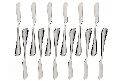 TrueCraftware- Wilshire Stainless Steel Butter Knife Set of 12- Stainless Steel Silverware Flatware Cutlery Kitchen Tableware Set for Home and Restaurant Butter Knife Spreader Butter Knifes