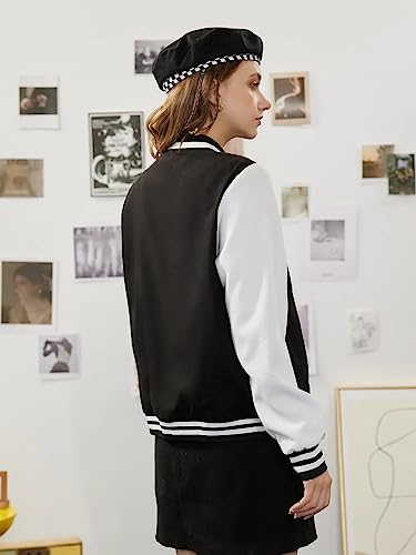 PAKLON Bomber Jacket with Long Sleeve for Woman Without Zip (Black)