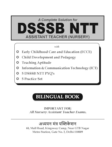 Image of NTT BOOK | NURSERY TEACHER TRAINING THEORY with 1000+ MCQ's Bilingual(English + Hindi ) Book | 5 NTT PYQ's & 5 PRACTICE SET | NTT /ECCE BOOK for DSSSB,KVS,CHANDIGARH and Other Central & State Exams | Complete NTT Guide, DSSSB NTT Focused, ECCE Coverage, Child Development, Conceptual Learning, Teaching Aptitude Exam Booster