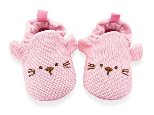 Little Mouse Baby Slippers for Pre and First Walkers (6-12 Months, Baby Pink)