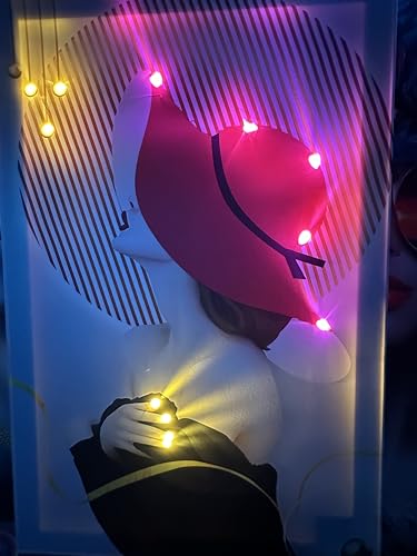 Tableau LED salon femme au chapeau rouge grand tableau mural 60x90