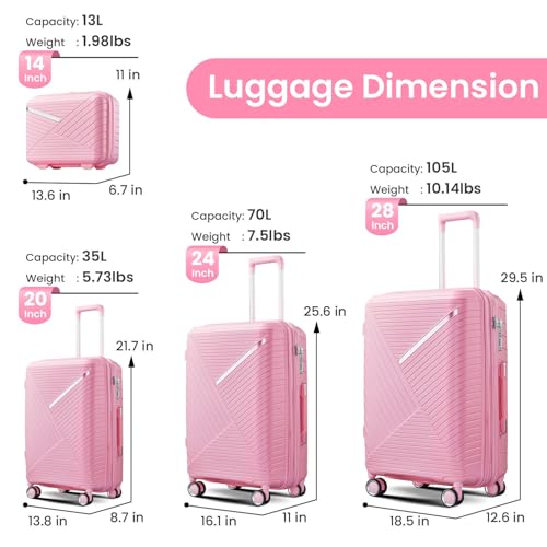 4 Piece Luggage Sets, Expandable Lightweight Suitcase with 360° Spinner Wheels3