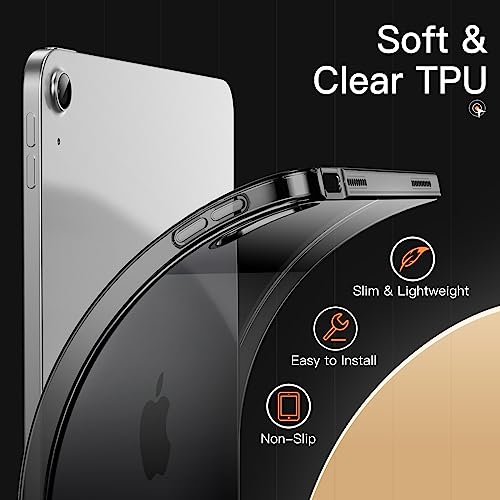 JETech Case for iPad (A16) 11th/10th Generation (2025/2022), Soft TPU Transparent Slim Shockproof Tablet Cover (Black) - Image 3