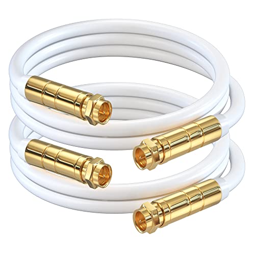 Câble coaxial RG6 triple blindage blanc anti-interférence pour connecteur F