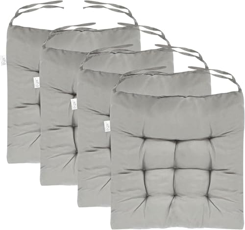 Trintion 4er Set Sitzkissen mit Bindebändern – Bequeme 40x40 cm Stuhlauflage Gartenstuhl, Esszimmerstuhl & Balkonmöbel – Atmungsaktive Polster Indoor/Outdoor