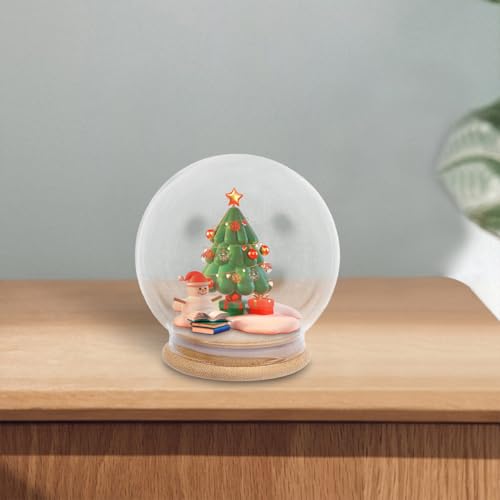 Cúpula de cristal con base de bambú OSALADI para flores preservadas 8