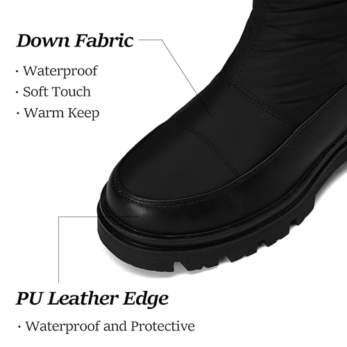 Roimaash Women's Snow Boots Knee High Mid Heel Warm Winter Boots3