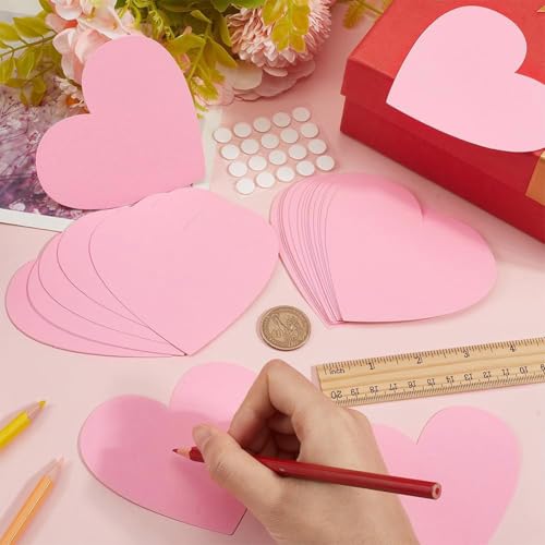 SOFPLATE 50 Stück Rosa Papierausschnitt Herz 15cm Herzförmiges Papier Ausschnitte Pinnwand Mit Runder Doppelkleber Punkt Für Valentinstag DIY Bastelprojekte Pinnwand Party Heimwanddekoration