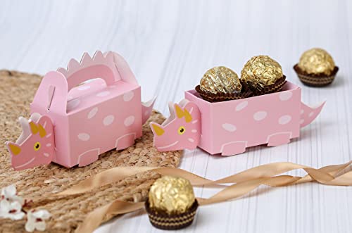 Image of SATYAM KRAFT 20 Pcs Dinosaur Theme Folding Gift Boxes - Paper Storage Box for Chocolate, Dry Fruits, Return Gifts, Birthday, Wedding, Engagement Party Favors (Pack of 20, Pink)